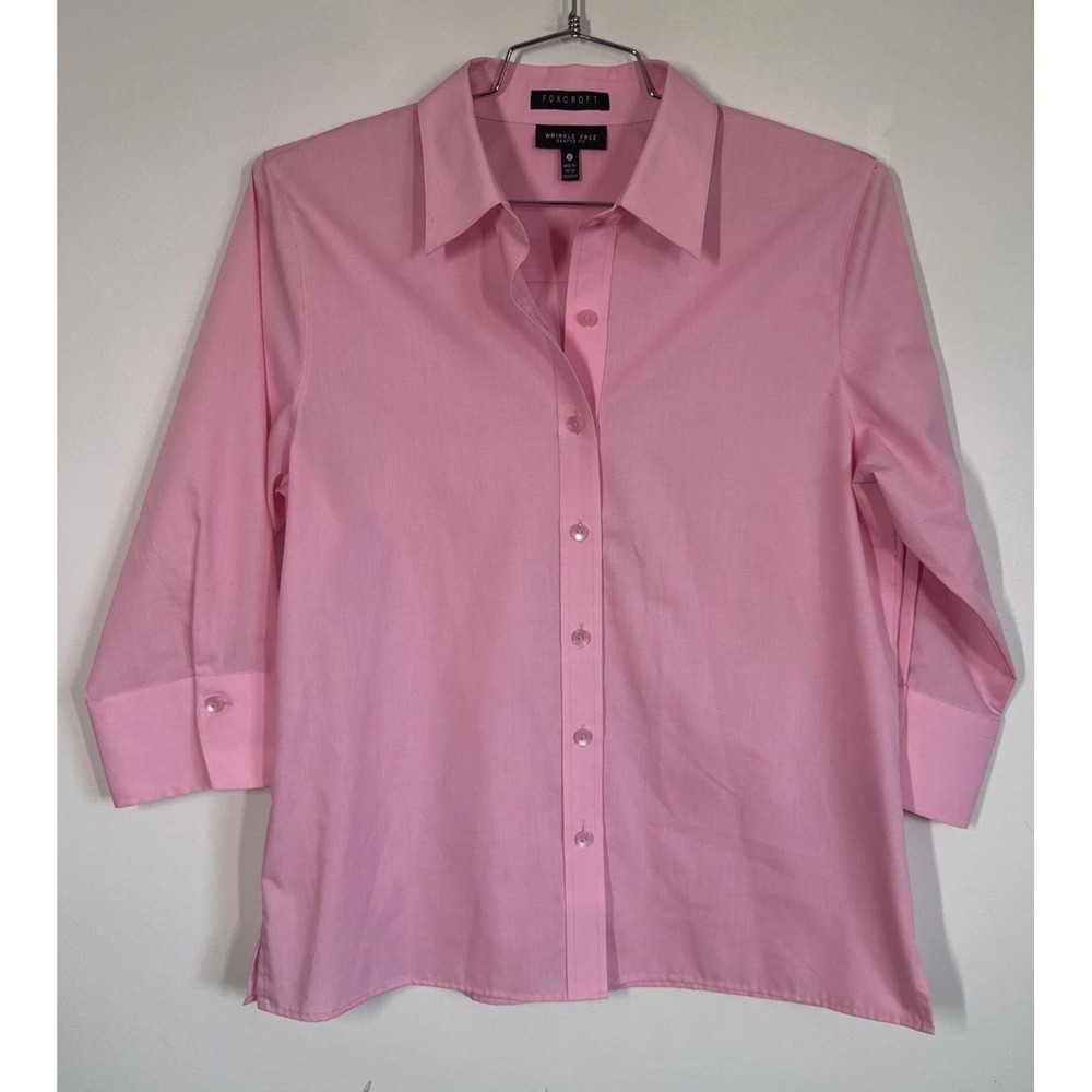 Foxcroft Pink Wrinkle Free Shaped Fit Button Up Shirt Blouse Women's 12 Career